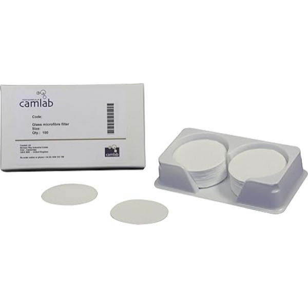 Camlab 100 Grade 263 stikla mikrošķiedras filtrpapīrs, 0,7 µm, diametrs 47 mm, 1171245