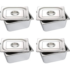 4 Pack Hotel Pan Half Size 8.9 L tvaika galda panna ar vāku restorāniem, bufetēm un mājām Nerūsējošā tērauda tvaika panna pret ievārījumiem Pārtikas panna