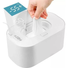 Adjustable 40°C - 60°C Wipe Warmer, Wipe Warmer for Babies, 3 Temperature Modes, Baby Wet Wipe Dispenser, Portable USB Wipe Warmer with Large Capacity for Travel Home, Car (White)