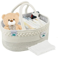 ilauke Baby Nappy Caddy Daudzfunkcionāls bērnu autiņbiksīšu organizētājs Pārnēsājams autiņbiksīšu grozs ar noņemamu sadalītāju, iekļauts muslīna salvetes lupatiņa