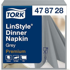 Tork 478728 Linstyle Premium Dinnerservietten Grau / Servietten stoffähnlich und drošfähig / 1-lagig / Premium Qualität / 12 x 50 (600) Airlaid Servietten / 39 x 39 cm (B x L), Mitel