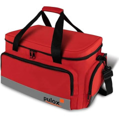 PULOX Red Nylon First Aid Emergency Bag with Filling 44 x 27 x 25 cm, red, Emergency bag with filling