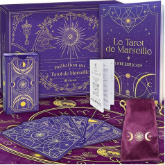 Tarot de Marseille Starter Set with Tarot de Marseille Book of 205 Pages + Fortune Telling Tablecloth, Ideal for Beginners