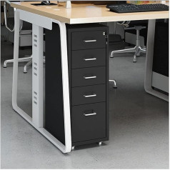 OYYMTE Abschließbarer Aktenschrank, mobiler Aktenschrank aus Metall mit 5 Schubladen, geeignet for Home-Office-Aufbewahrungsschrank, vertikaler Aktenschrank (Color : Noir)