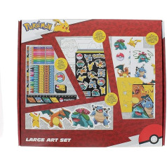 Pokemon Large Art Set Writing Pildspalvas | Gleznošanas komplekts | Dāvanas zēniem | Dāvanas meitenēm | Kancelejas piederumu komplekts | Skolas piederumi | Pokemon mākslas komplekts | Dāvanas zēniem | Zīmuļu komplekts