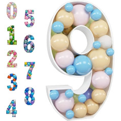 Mosaic Balloon Number Frame Marquee Lighted Number 9 Pre-Cut Large Foam Board Sign Cutout for Boys Girls Birthday Background Anniversary Decoration