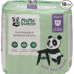 Mama Bamboo Videi draudzīgas bambusa biksītes, 5. izmērs (12-20 kg+) - 72 biksītes (4 iepakojumos pa 18)