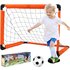 AGRASIV Football Goals + Football Set 90 cm Foldable Portable Mini Football Goals for Children Sports Toy Small Folding Football Door for Garden Park in the House Beach Indoor and Outdoor Toy Gifts