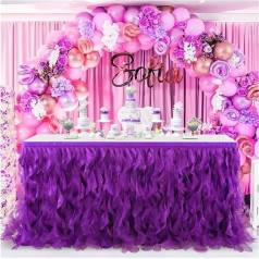 MeiYeAE Tilla galda svārki ar RUFFLES galdauts Šifons Tutu galda svārki 183 cm x 77 cm Puse dekorēšana dzimšanas dienā Bērnu ballīte Candy Party kāzu ballīte Ziemassvētki Rainbow Party dekorēšana 4#