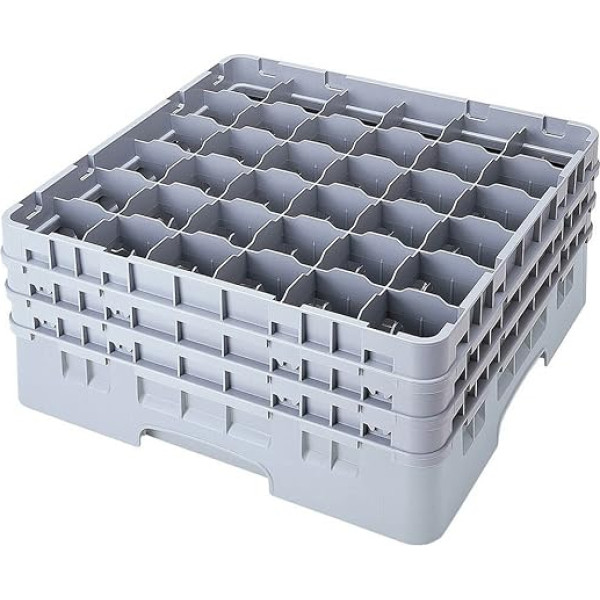 Cambro 36S738 Camracks polipropilēna statīvs 7,3 cm diametra rokturiem un glāzēm, pudeļu zaļš, 1/1 izmērs, 36 nodalījumi, 19,6 cm augstums, 3 gab. iepakojumā