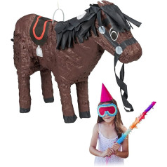 4 x Pinata Zirgs, dzīvnieku pinata bērniem, lai piepildītu sevi, dzimšanas diena, skolas uzņemšana, pūšamais pinata ponijs, brūns