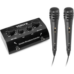 Vonyx AV430B karaoke komplekts ar 2x karaoke mikrofonu un mikseri - melns