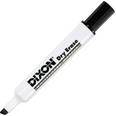 Dixon Dry Erase Markers, ķīļveida uzgalis, melns, 1 ducis (92107)