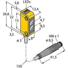 3072135 - Q12AB6RQ, optisks sensors (Empfänger) Miniatūrsensors