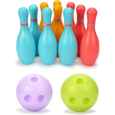 Yolluu Kids Bowling Set Indoor Outdoor Bowling Set for 3 4 5 6 Years Boys Girls 10 Bowling Needles and 2 Balls