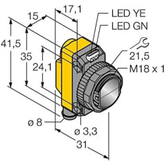 3066432 - QS18VP6LVQ7, optisks sensors Reflexionslichtschranke