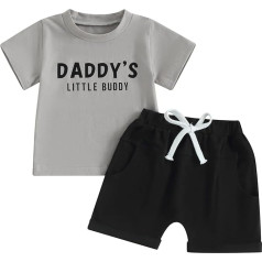 ESSECMBS Infant Baby Boys Daddy's Buddy 2 Pieces Clothing Set Short Sleeve Letter T-Shirt Shirt Short Trousers Set Toddler Boys Summer Clothing Shorts Set