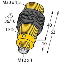 Turck Induktivitātes sensors nicht bündig PNP, Schließer NI15-S30-AP6X-H1141