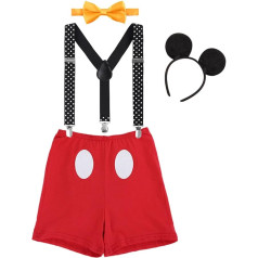 Jaundzimušo zīdaiņu mazuļu 1., 2./3. dzimšanas diena Mickey Mouse Halloween kostīms apģērbs bikses + tauriņš + klips uz bikšturi + peles ausis 4 gabali apģērbu komplekti Foto šaušanas zīdaiņiem zēni meitenes Unisex