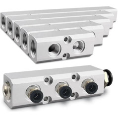 PT Gewindeanschluss 2 3 4 5 6-Wege-Pneumatischer Schnellverbinder Luftschlauch Aluminium-Verteilerblock Splitter-Anschlüsse (Farbe: SY30, 10-Wege, 12-Port)