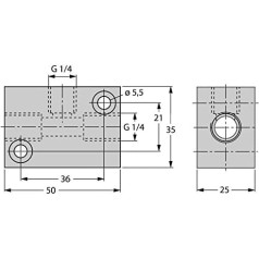 6873012 FCI - 1/4 līdz 1/4 collas uz 1/4 paplātes montāžas bloks ZubehĂ¶ r StrĂ ¶ Mungssensoren