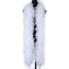 90 g Turkey Feather Boa Natural Turkey Feather Scarf for Costume Party Dress Decoration Shawl 2 Metres White Pack of 10