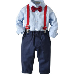 IBAKOM Toddler Baby Boys Gentleman Tuxedo Suit Bow Tie Krekli + bikšturi bikses Formāla ballīte Dzimšanas diena Kāzu apģērbu komplekts