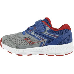 Saucony bērnu zīdaiņu apavi S-Cohesion 13 Jr (toddler) Blue/Grey/Red Leather/Mesh 5 Toddler W, zili pelēki pelēki sarkani ādas tīkliņš