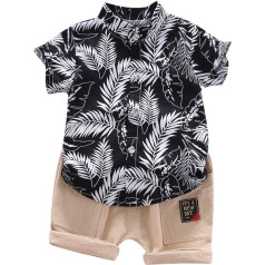 LTWOTEJNG Pattern Baby Boy Sleeve Short Shirt Set Kids Toddler Tops + īsās drēbes Comic Boys Outfits & Set Clothes Boys 74