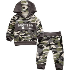 Young Forever Baby Boys Bērnu apģērbu komplekts Kamuflāžas apģērbu komplekts Hoodie Hoodie Top un bikses Toddler Newborn apģērbu komplekts