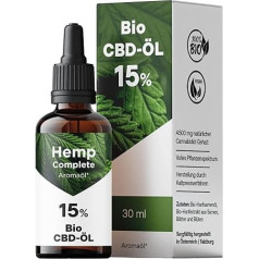 Bio CBD Öl 15% Vollspektrum - Bio Hanf CBD Tropfen mit 4.500 mg Cannabidiol - Hemp-Complete Cannabisöl - 30 ml