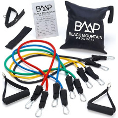 Black Mountain Products Resistance Band / Widerstands Band Set inklusive Griffen, Türanker, Knöchelschlaufen, Handbuch und Tragetasche