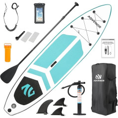 ADVENOR Paddle Board, Extra Wide Inflatable Stand Up Paddle Board with SUP Accessories, Including Adjustable Paddle, Backpack, Waterproof Bag, Leash and Hand Pump, Repair Kit