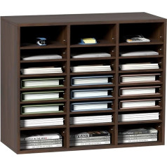 VEVOR laiškų dėklas 24 skyrių organizatorius, pagamintas iš MDF, dokumentų dėklas Vintage Brown, 737 x 305 x 620 mm, skyriai, stalinis segtuvų laikiklis, dokumentų saugykla, dokumentų laikiklis namuose, biure,