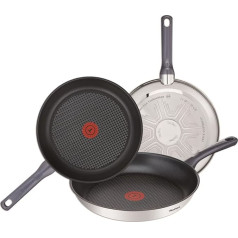 Tefal 3 komplektu komplekts ar 3 virtuves sartēm 20 - 24 - 26 cm, alumīnija, melns, 26 cm