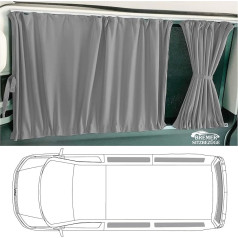 BREMER SITZBEZÜGE Dimensiju aizkari Aizsegs pret sauli saderīgs ar VW T4 Transporter Caravelle Short Wheelbase with Tailgate or Double Doors in Grey Kempinga piederumi Motorhome piederumi Camper