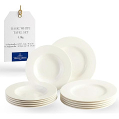 vivo - Villeroy & Boch Group - Basic White, 12-teiliges Tafelservice, 750ml, Premium Porzellan, Spülmaschinenfest, Weiß