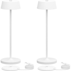 Klighten Dimmable LED akumulatora galda lampas Pack of 2 IP65 ūdensnecaurlaidīgs bezvadu bezvadu pieskāriena metāla alumīnija akumulatora galda lampa āra portatīvā galda lampa Warm White Light White White