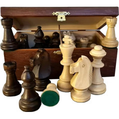 Classic Staunton Chess Pieces NO.6 in Mahogany Box | Master of Chess | Weighted Only Chess Pieces Wood - Handmade Championship Chess Set Without Chess Board