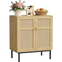 Lifewit Rattan-Sideboard, Buffetschrank, Anrichte, Aufbewahrungsschrank, Konsolentisch, Kaffeebarschrank, TV-Ständer für Küche, Esszimmer, Wohnzimmer, Eingangsbereich, 2 Türen, Natur