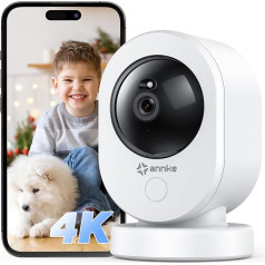 ANNKE 4K WiFi iekštelpu novērošanas kamera, 8MP 2,4/5GHz WiFi nakts redzamības kamera suņu iekštelpām, kustības noteikšana, divvirzienu audio, mākoņa un SD kartes glabāšana, bērniem/dzīvniekiem Crater Reno