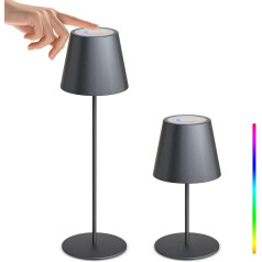 gaisma cerēt Neliela LED galda lampa ar akumulatoru Bezvadu āra Touch Dimmable RGB Metāla nakts lampa IP54 Ūdensizturīga uzlādējama LED galda lampa viesistabai, darbam, bāriem, restorāniem (pelēka)