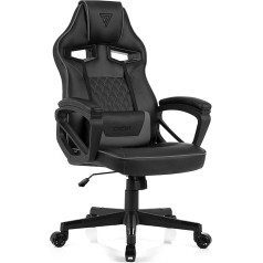 SENSE7 Gaming Knight biroja krēsls, spēlētāju ergonomiskais krēsls, roku balsts, viengabala tērauda rāmis, regulējams slīpuma leņķis, melns/pelēks, gumijas, 40-49 x 69,5 x 60 cm