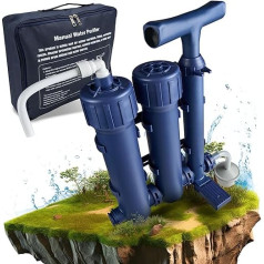 Hydrosolve Outdoor Portable Water Filter Camping Emergency Water Treatment System with Hand Pump Filtration for Hiking and Camping (Water Filter)