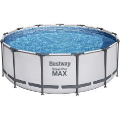 Bestway® tērauda Pro MAX™ rezerves rāmja baseins bez piederumiem, diametrs 396 x 122 cm, gaiši pelēks, apaļš