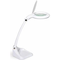 Maul MAULiris LED Magnifying Light | Includes Protective Flap | 1.75x Magnification | Dimmable LED Magnifying Lamp with Stand for Precise Work in Workshop, Office and Medical Practices | White