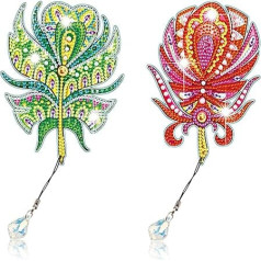 Diamond Painting Grāmatzīmes, Pack of 2 spalvu 5D Diamond Painting Grāmatzīmes ar kulonu Crystal DIY grāmatzīmi mājas skola DIY Making Arts Crafts Dāvana