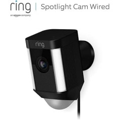 Ring Spotlight Cam Wired | HD drošības kamera ar LED prožektoru, signalizāciju un divvirzienu sarunu funkciju