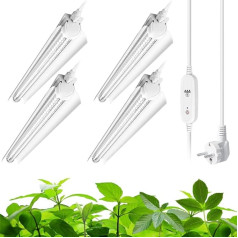 Barrina T8 LED audzēšanas gaisma augiem, 60 cm, 5000 K baltā krāsā, automātiska ieslēgšanās/izslēgšanās ar 4/9/14H taimeri, pilna spektra audzēšanas gaismas strēmeles, 96 W (4 x 24 W), ķēdes dizains, 4 gab. komplektā