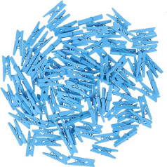 IMIKEYA 100 Wooden Mini Pegs, Decorative Pegs, Clothes Pegs, 2.5 cm, Small Wooden Pegs, Mini Wooden Clips for Photos, Arts, Crafts, DIY Decorations (Blue)